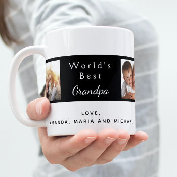 Best Grandpa Custom Photo Collage Black White Coffee Mug by Thunes at Zazzle