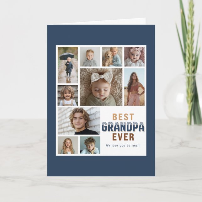 Best Grandpa Ever 10 Photo Collage  Card (Front)