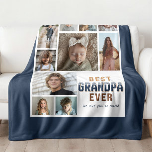Best Grandpa Ever 10 Photo Collage Fleece Blanket