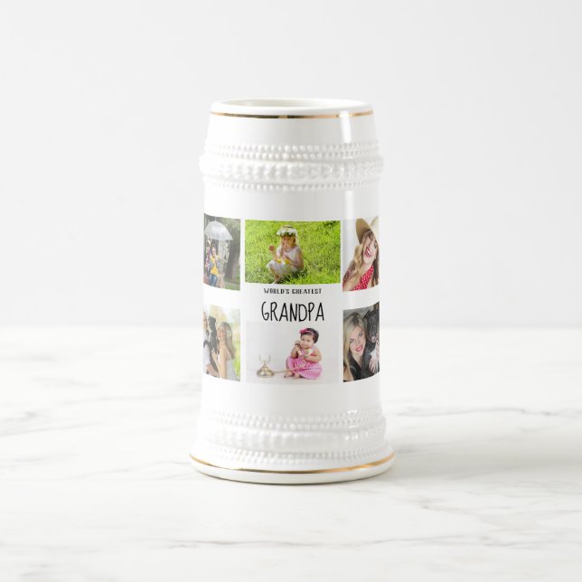 Best Grandpa Ever 10 x Photo Collage Grandkids Mug (Center)