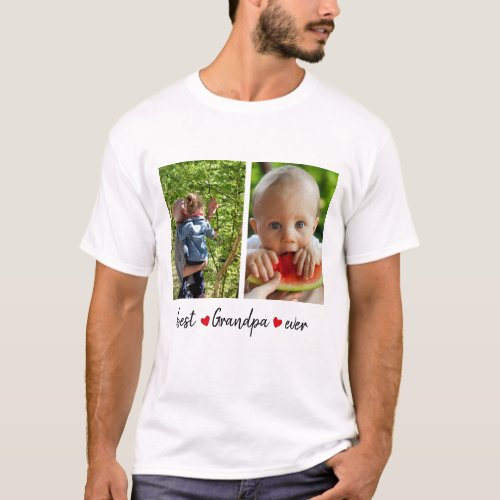 Best Grandpa Ever 2 Photo Custom T_Shirt