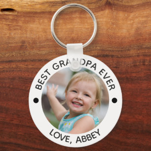 BEST GRANDPA EVER 2 Photo Personalized Keychain