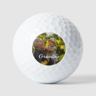Best Grandpa Ever 2 Photo Script Personalized  Golf Balls