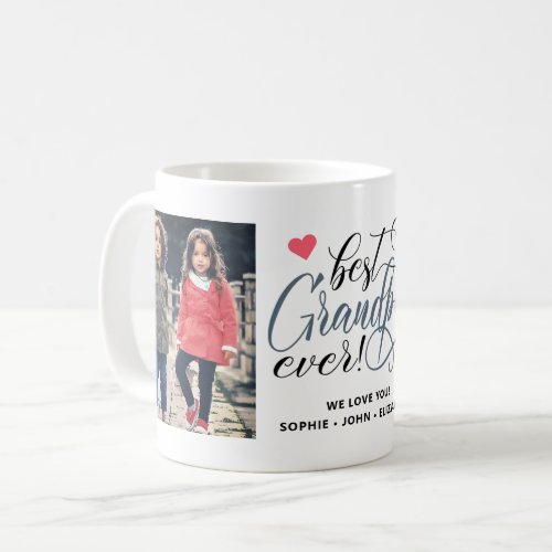 Best Grandpa Ever 2 Photo Typography Coffee Mug