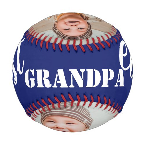 Best Grandpa Ever  3 Photo Collage Blue And White Baseball