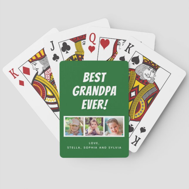 Best Grandpa Ever 3 Photos Poker Cards (Back)