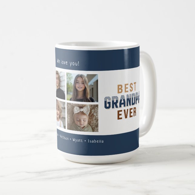 Best Grandpa Ever 4 Photo Collage Coffee Mug (Front Right)