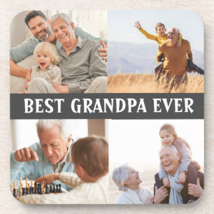 Best Grandpa Ever 4 Photo Collage Create Your Own Beverage Coaster