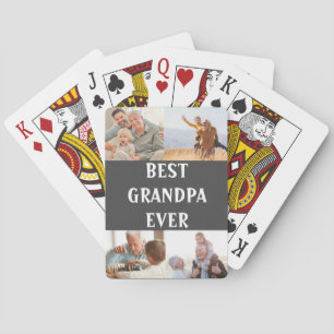 Best Grandpa Ever 4 Photo Collage Create Your Own Poker Cards