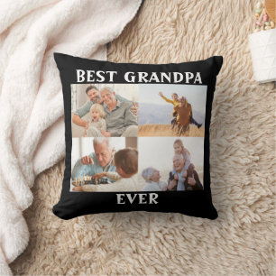 Best Grandpa Ever 4 Photo Collage Create Your Own  Throw Pillow