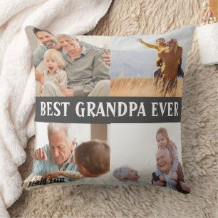 Best Grandpa Ever 4 Photo Collage Create Your Own Throw Pillow