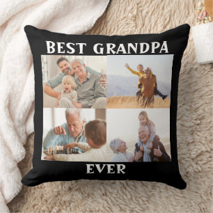 Best Grandpa Ever 4 Photo Collage Create Your Own  Throw Pillow