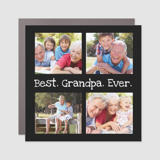 Best Grandpa Ever 4 Photo Collage Fun Keepsake  Car Magnet (Front)