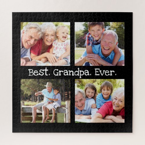 Best Grandpa Ever 4 Photo Collage Fun Keepsake Jigsaw Puzzle