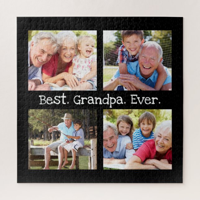 Best Grandpa Ever 4 Photo Collage Fun Keepsake Jigsaw Puzzle (Vertical)