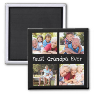 Best Grandpa Ever 4 Photo Collage Fun Keepsake Magnet