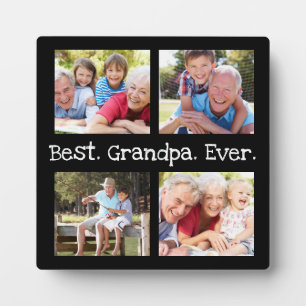 Best Grandpa Ever 4 Photo Collage Fun Keepsake Plaque
