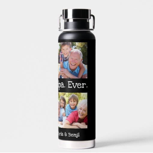 Best Grandpa Ever 4 Photo Collage Fun Keepsake Water Bottle Zazzle