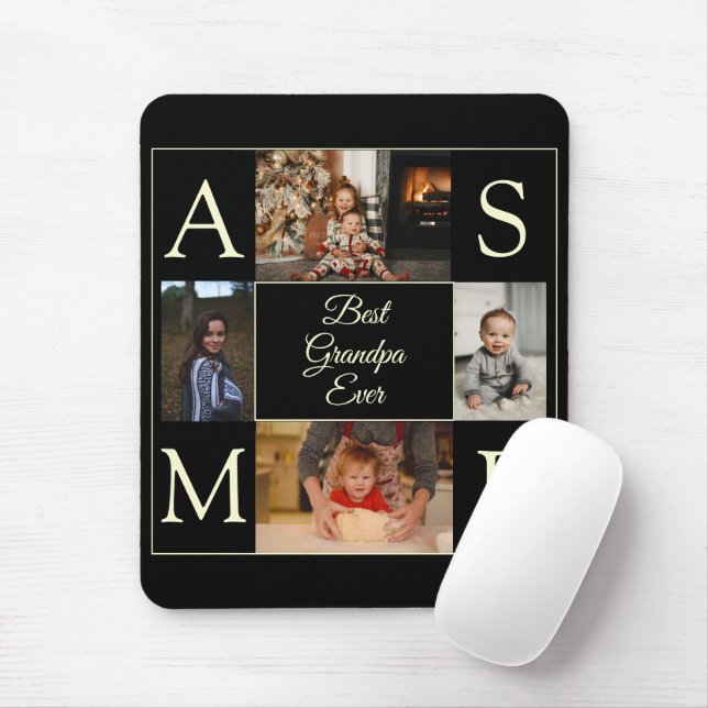 Best Grandpa Ever 4 Photo Collage Gift Mouse Pad (With Mouse)
