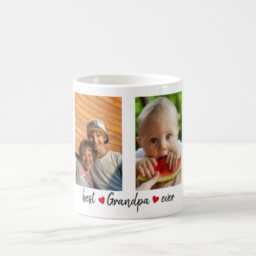 Best Grandpa Ever 4 Photo Custom Coffee Mug