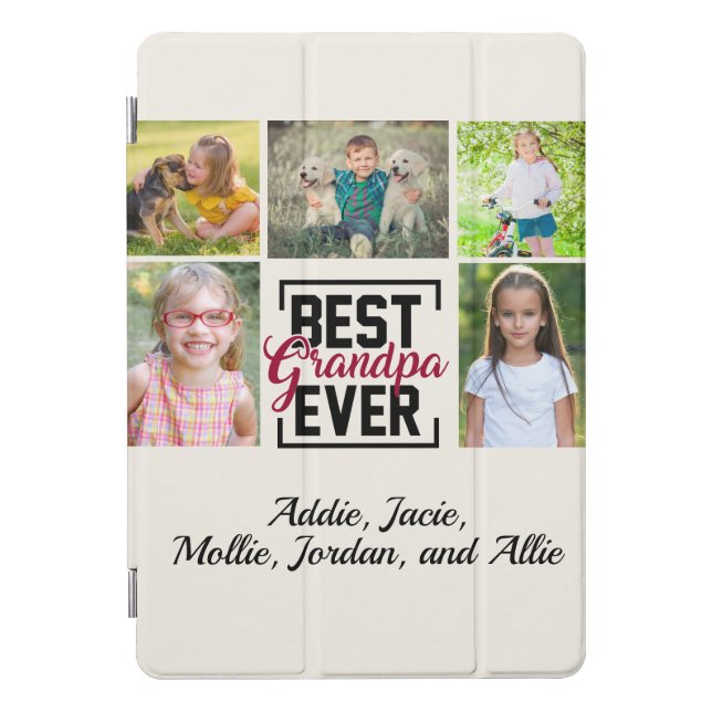 Best Grandpa Ever 5 Family Photo Collage   iPad Pro Cover (Front)