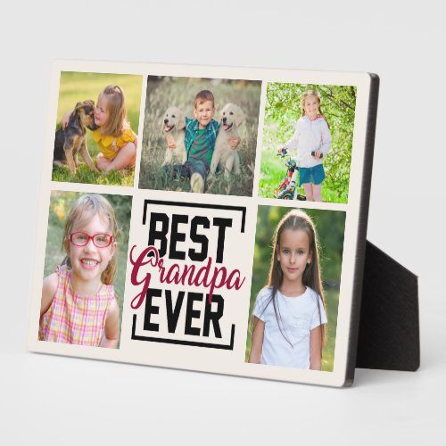 Best Grandpa Ever 5 Family Photo Collage Plaque