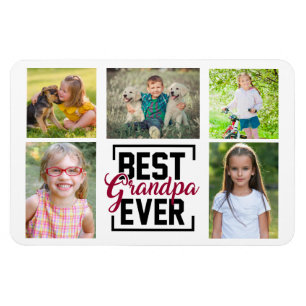 Best Grandpa Ever 5 Grandchild Photo Collage Magnet