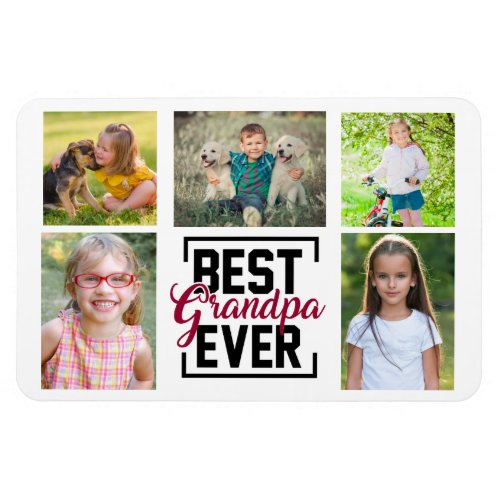 Best Grandpa Ever 5 Grandchild Photo Collage Magnet