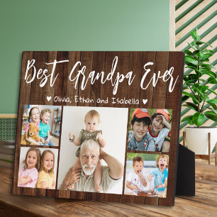 Best Grandpa Ever 5 Grandkids Photo Collage Wood Plaque