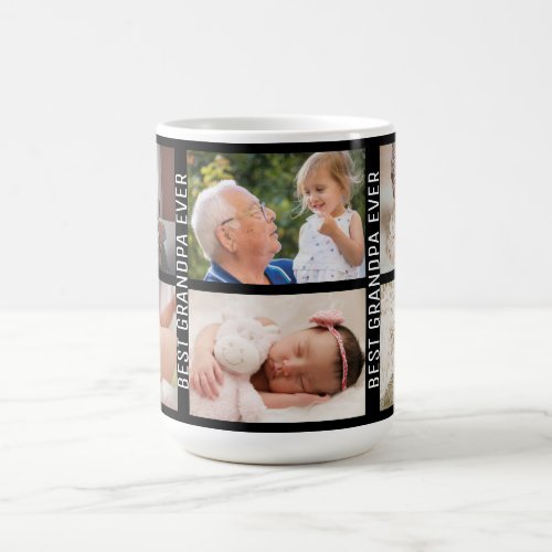 Best Grandpa Ever 6 Photo Custom Collage black Coffee Mug