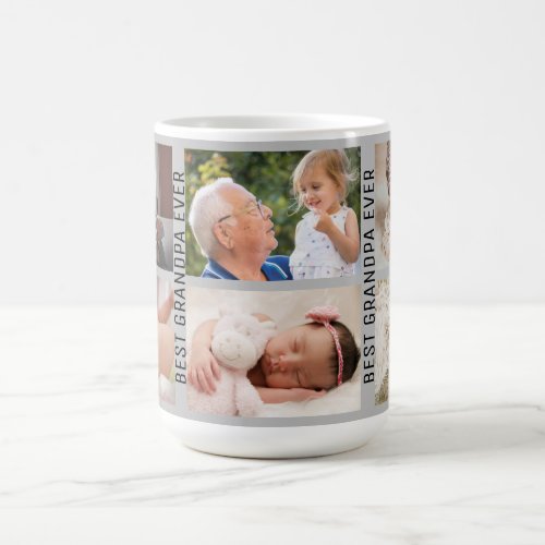 Best Grandpa Ever 6 Photo Custom Collage Grey Coffee Mug