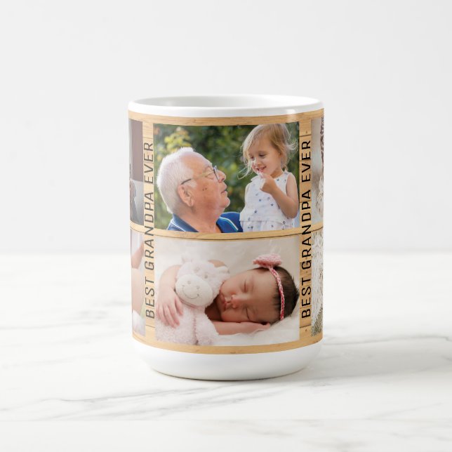 Best Grandpa Ever 6 Photo Custom Collage rustic Coffee Mug (Center)