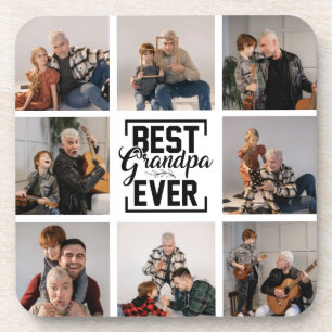 Best Grandpa Ever 8 Photo Collage Beverage Coaster