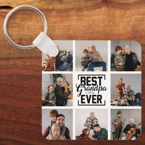 Best Grandpa Ever 8 Photo Collage  Keychain