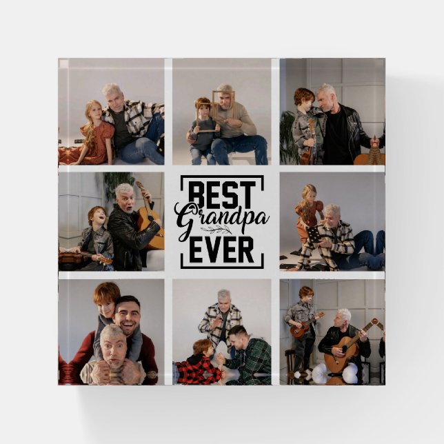 Best Grandpa Ever 8 Photo Collage  Paperweight (Front)