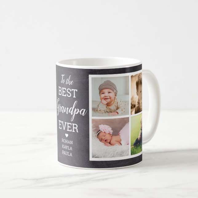 Best Grandpa Ever 8  Photo Collage Personalized Coffee Mug (Front Right)