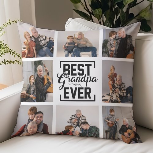 Best Grandpa Ever 8 Photo Collage Throw Pillow