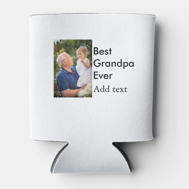 Best Grandpa ever add photo name classic elegant Can Cooler (Front)
