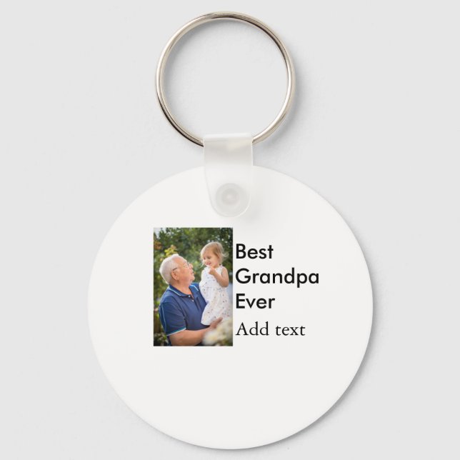 Best Grandpa ever add photo name classic elegant Keychain (Front)