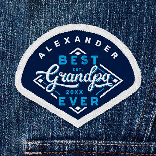 Best Grandpa Ever Baseball Diamond Name Sport Patch