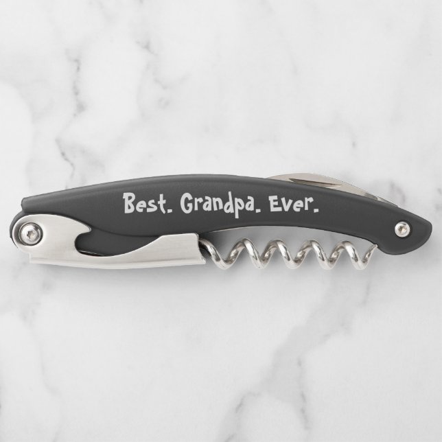 Best Grandpa Ever Black and White Waiter's Corkscrew (Front)