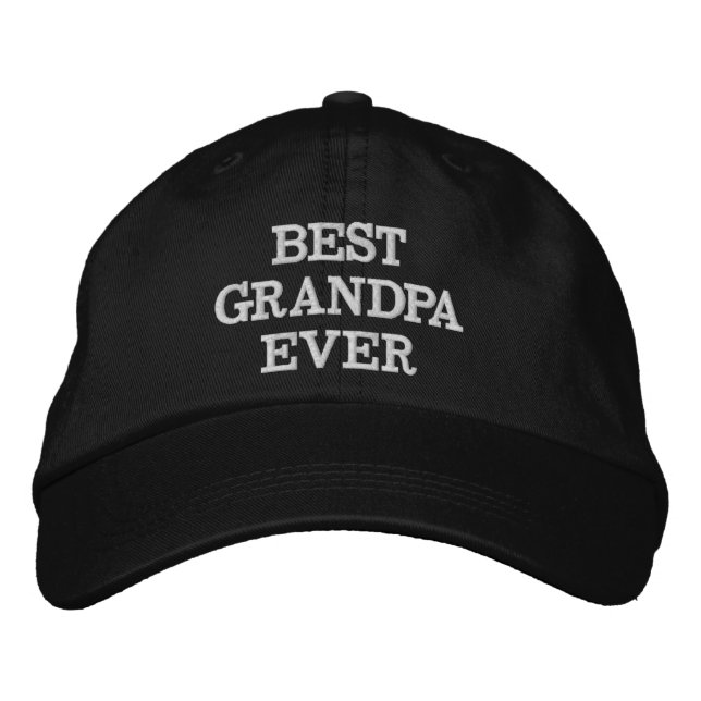Best Grandpa Ever black white custom text modern Embroidered Baseball Cap (Front)