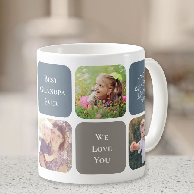 Best Grandpa Ever Blue Grey Photo Coffee Mug (Creator Uploaded)