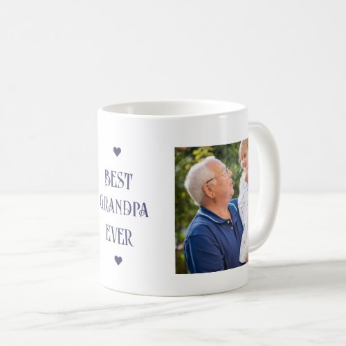 Best Grandpa Ever Blue Modern Two Photo Coffee Mug