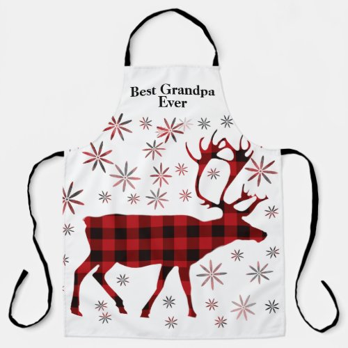 Best Grandpa Ever Christmas deer red plaids  Apron