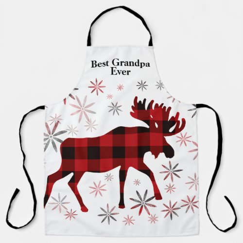 Best Grandpa Ever Christmas Moose red plaids  Apron