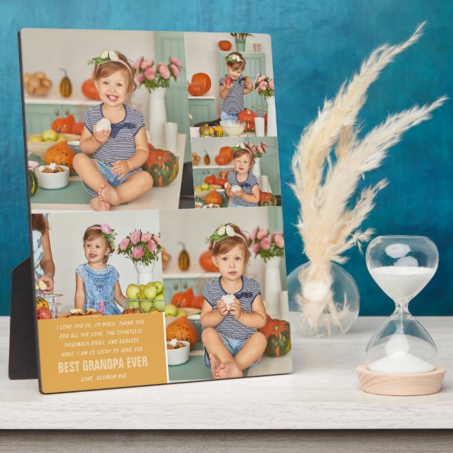 Best Grandpa Ever | Color Block Photo Collage Plaque (Side)