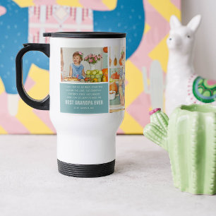 Best Grandpa Ever   Color Block Photo Collage Travel Mug