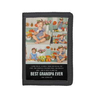 Best Grandpa Ever   Color Block Photo Collage Tri-fold Wallet