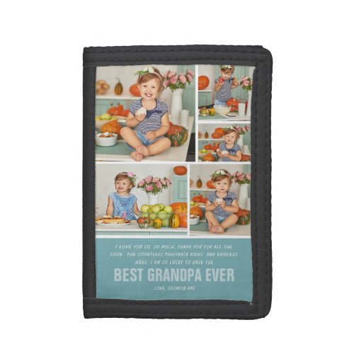Best Grandpa Ever  Color Block Photo Collage Trifold Wallet